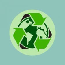 An icon of the planet earth with arrows suggesting renewal and recycling
